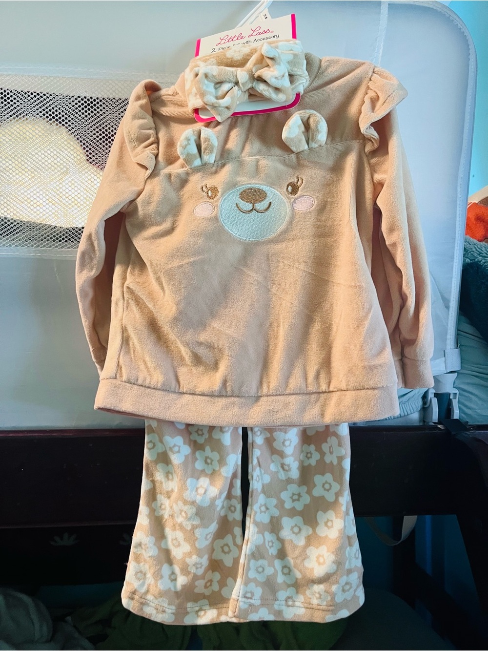 Little Lass Cream & Tan Bow Headband Set